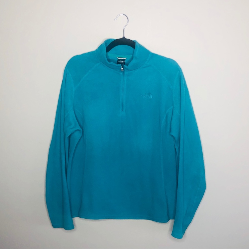 North Face Teal Fleece Quarter Zip Pullover XL